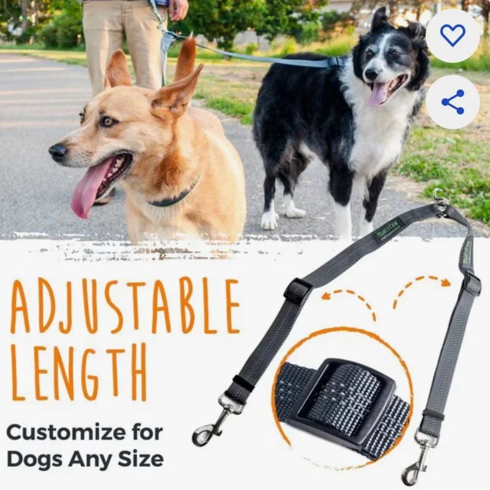 Mighty Paws Nylon Reflective Double Dog Leash